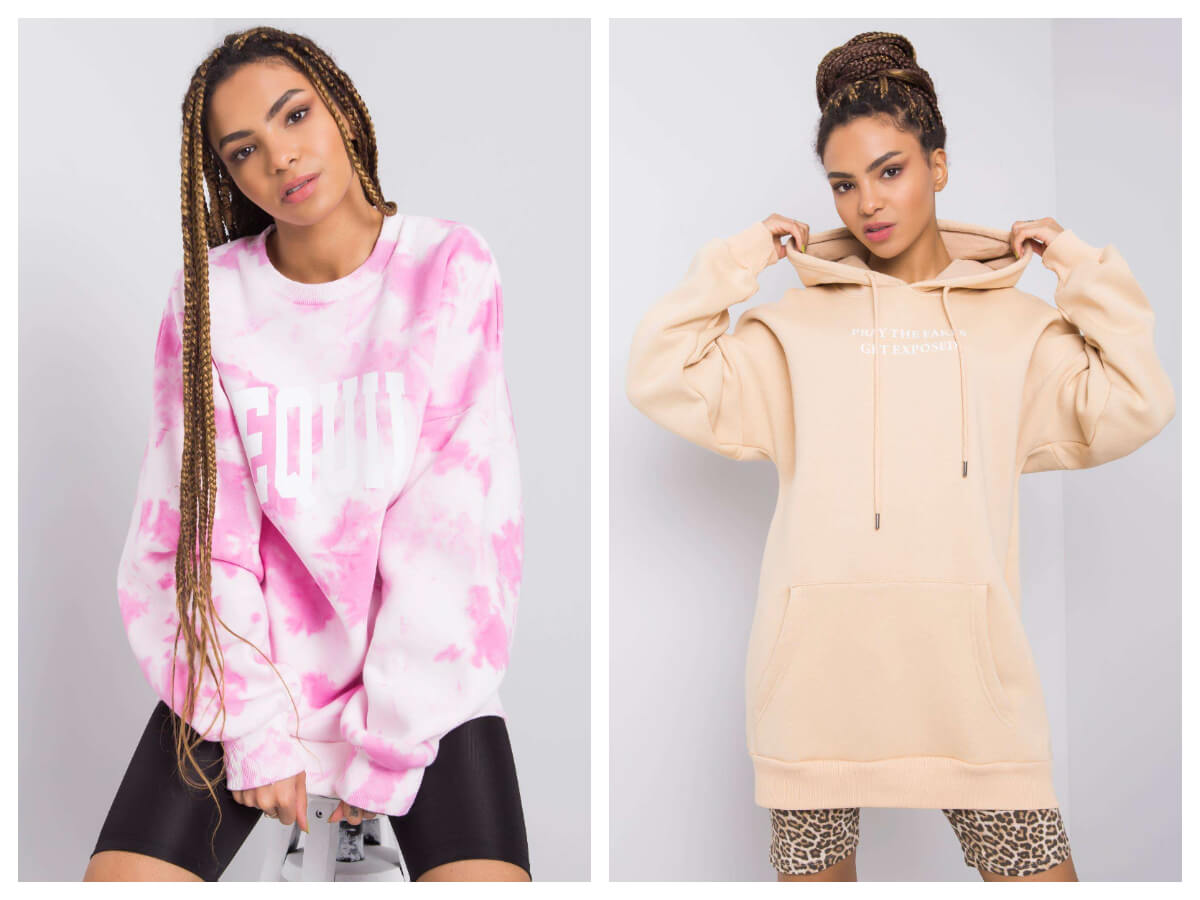 Modne bluzy damskie z nadrukiem Długie bluzy damskie z nadrukiem w stylizacji z kolarkami